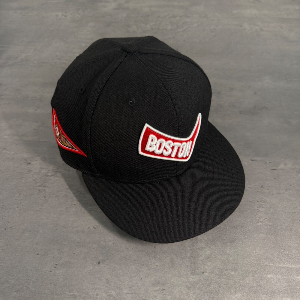 New Era Boston Red Sox Hat 7 5/8 100 Seasons Cap Black Wool Cooperstown Alt